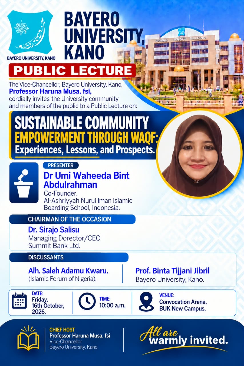 SUSTAINABLE COMMUNITY DEVELOPMENT THROUGH WAQF: Experiences,  Lessons and Prospects. 